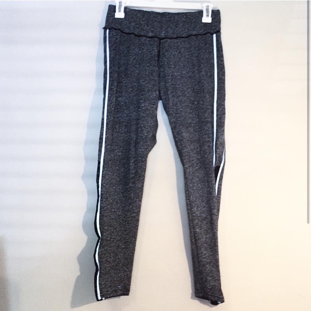 Gray and black mesh stretch leggings